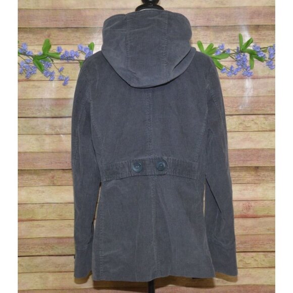 Sonoma Gray Corduroy Double Breasted Button Up Hooded Jacket Pea Coat Size XL - Picture 9 of 14